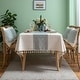 preview thumbnail 2 of 3, Enova Home High Quality Rectangle Cotton and Linen Tablecloth with Tassels (White)