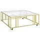 preview thumbnail 3 of 24, Adri Rectangular Glass Top Metal Frame Coffee Table Square Coffee Table - Matte Brass