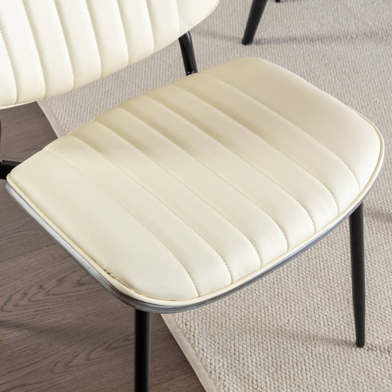 Retro Faux Leather Dining Chairs with Metal Legs, Set of 2