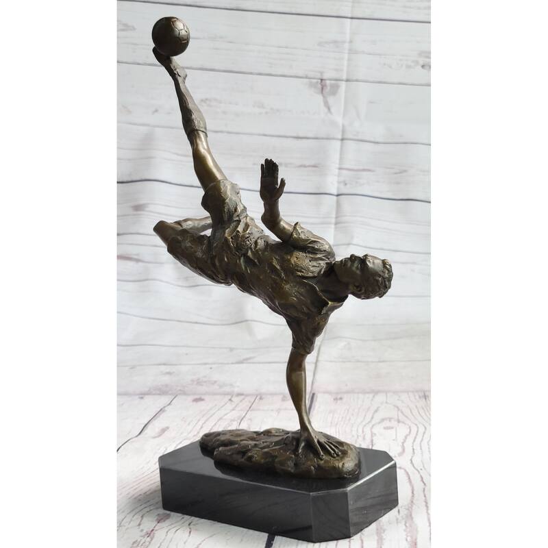 Soccer Trick Shot Bronze Statue Sculpture Trophy Athletic Decor Gift Original Art 14 Inches X 10 Inches
