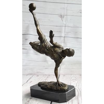 Soccer Trick Shot Bronze Statue Sculpture Trophy Athletic Decor Gift Original Art 14 Inches X 10 Inches