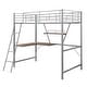 preview thumbnail 15 of 16, Modern Metal Twin Size Loft Bed with Full Length Guardrails, Inclined Ladder, L-shaped Desk and Shelf