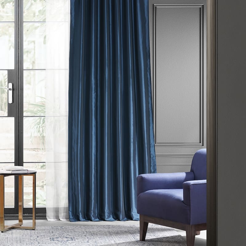 Exclusive Fabric Faux Silk Taffeta Solid Blackout Curtain (1 Panel)