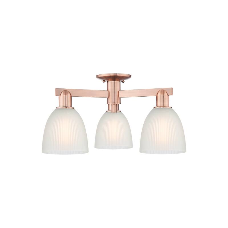 Innovations Lighting Endless Possibilities Arcadia - Castile - 3 Light 24" Semi-Flush Mount - Antique Copper/White