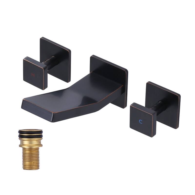 WOWOW Dual- Handle Waterfall Bathroom Wall-mount Faucet in Modern - Oil Rubbed Bronze