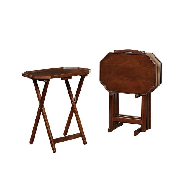 James Espresso 5-Piece Tray Table Set