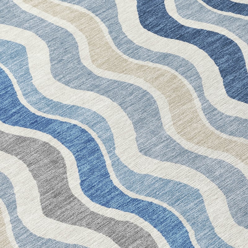 Machine Washable Indoor/ Outdoor Funky Stripe Chantille Rug