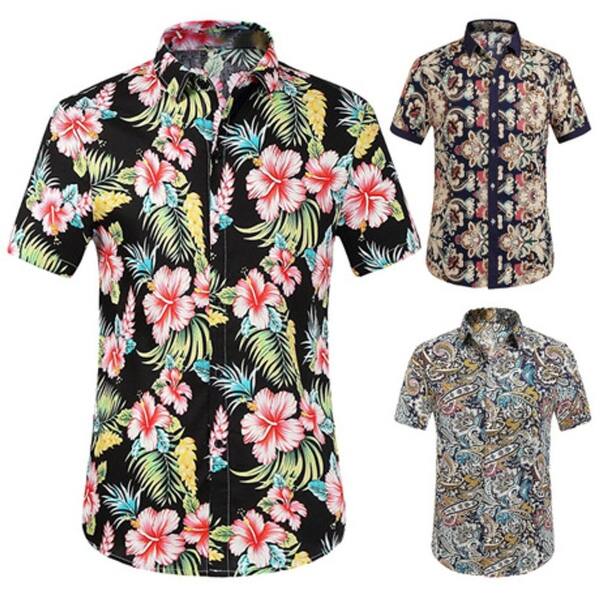 Shop Men Flower Casual Button Down Short Sleeve Shirt Overstock