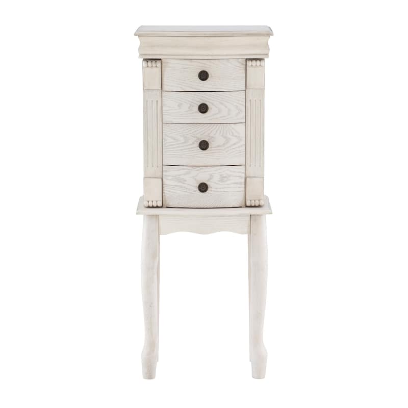 Jewelry Armoire with Storage Drawers - 35.25" - Cream