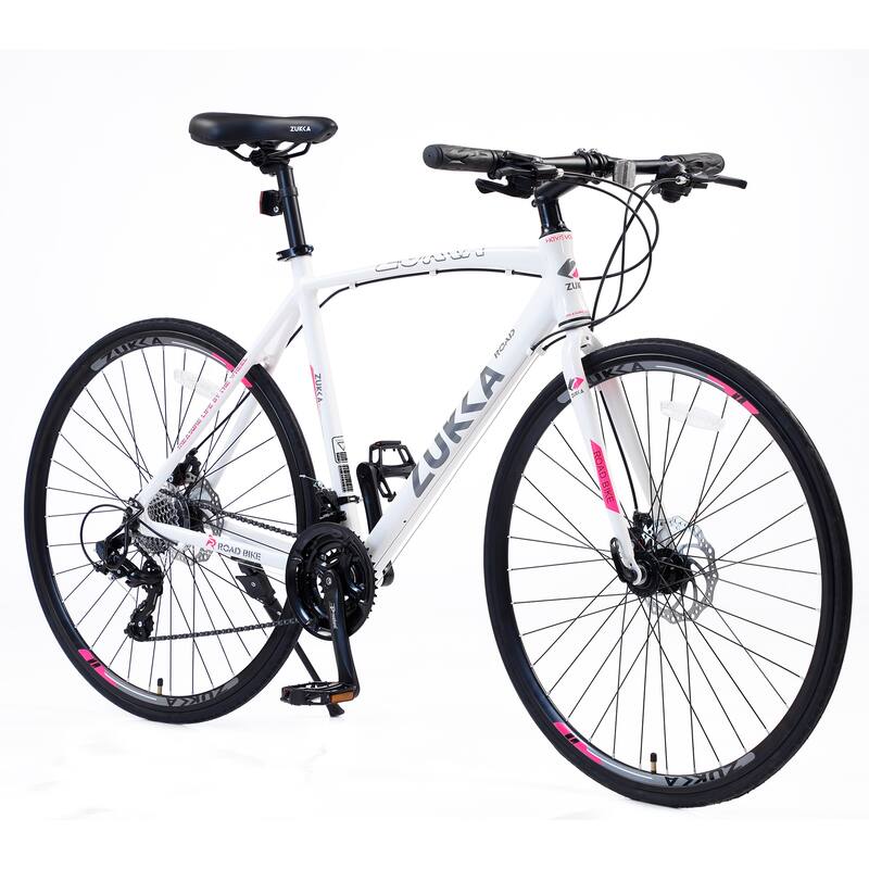 24-Speed Hybrid Road Bike with Disc Brakes, 700C Aluminum Alloy Frame, Shimano Gears, Lightweight City Bicycle