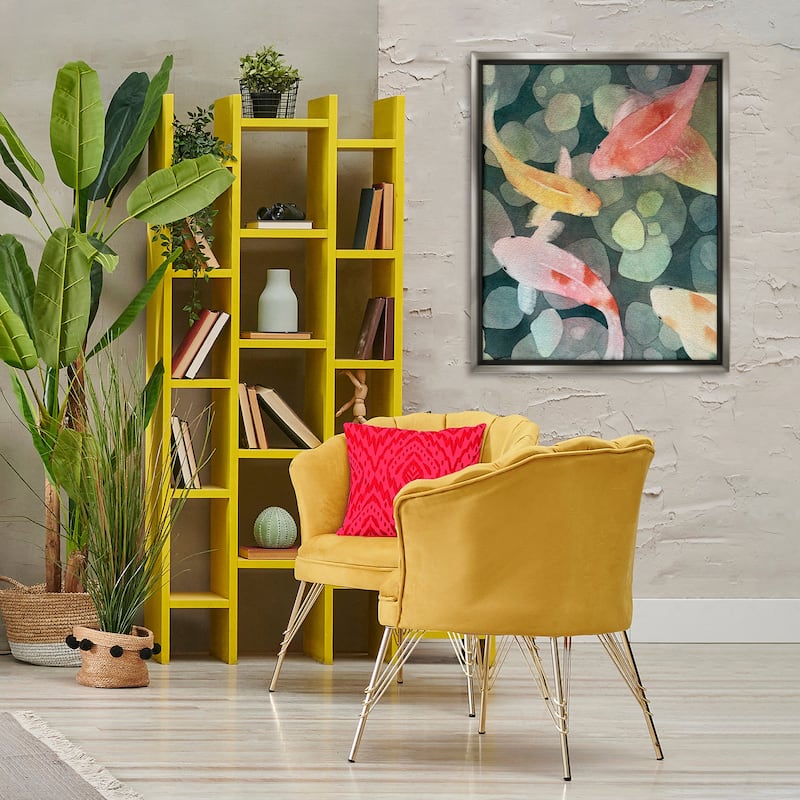 Stupell Watercolor Koi Aerial View Framed Floater Canvas Wall Art Design By Stephanie Fielden