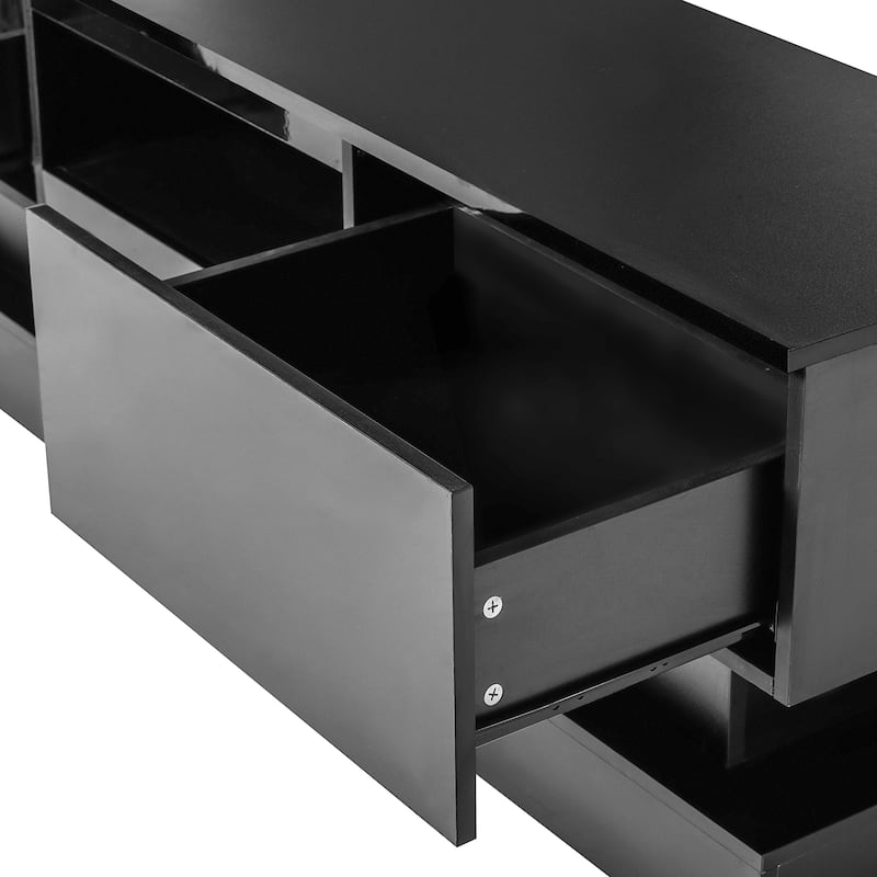 63" TV Stand with Double-Layer & LED for TVs Up to 65"