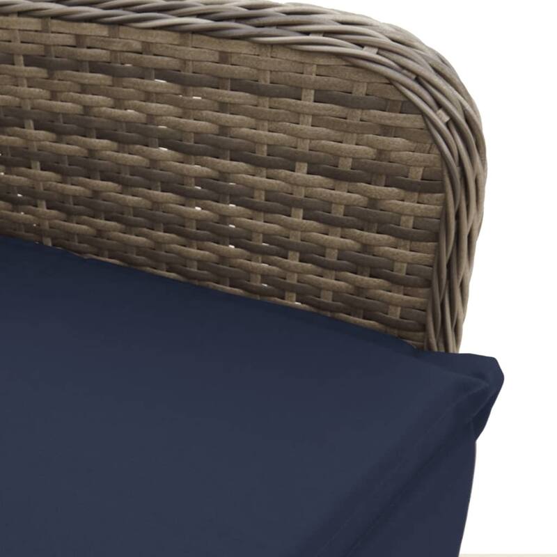 vidaXL Reclining Patio Chair with Cushions Outdoor Furniture Gray Poly Rattan - 21.5" x 23" x 36.2"