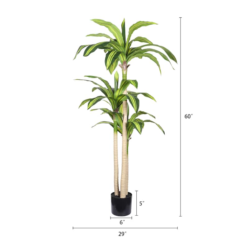 5" Artificial Dracaena Tree with Black Plastic Pot, 1pc/set