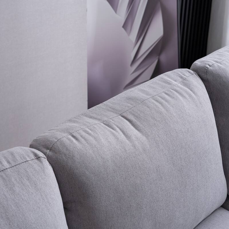 L-Shaped Fabric With Chaise Iron Feet 4 Seats Indoor Modular Sofa - 110“