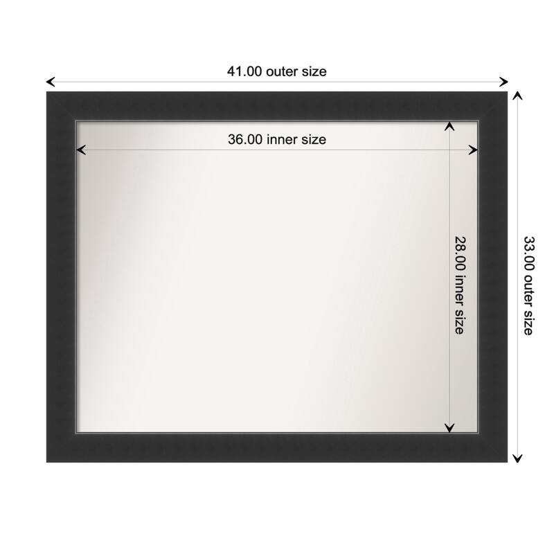 Corvino Black Framed Non-Beveled Custom Wall Mirror, Bathroom Vanity Mirror - Outer Size: 41 x 33