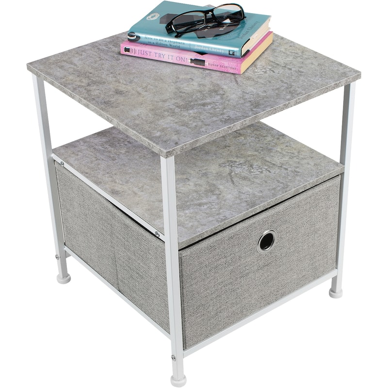 Nightstand 1-Drawer Shelf Storage - Bedside Furniture End Table Chest
