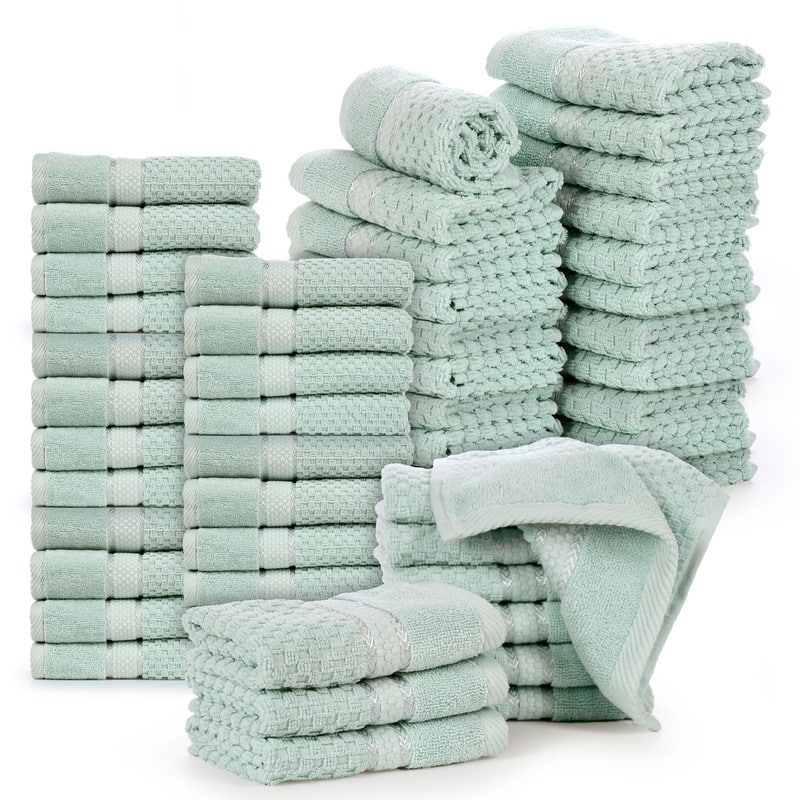 Popcorn Textured Cotton Washcloths 12 x 12 inch by Ample Decor - 50 Pcs - Mint Green