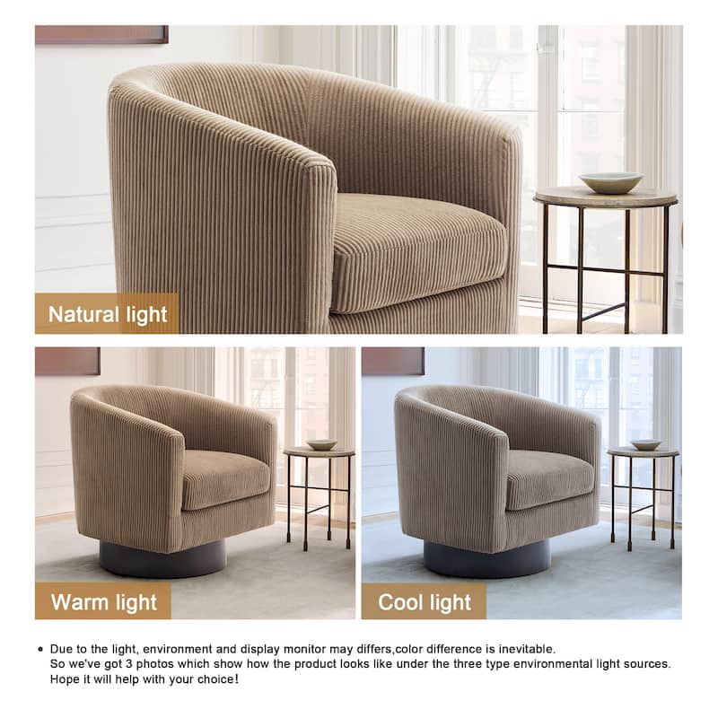 Modern Upholstered Barrel Chair Swivel Accent Chair for Living Room