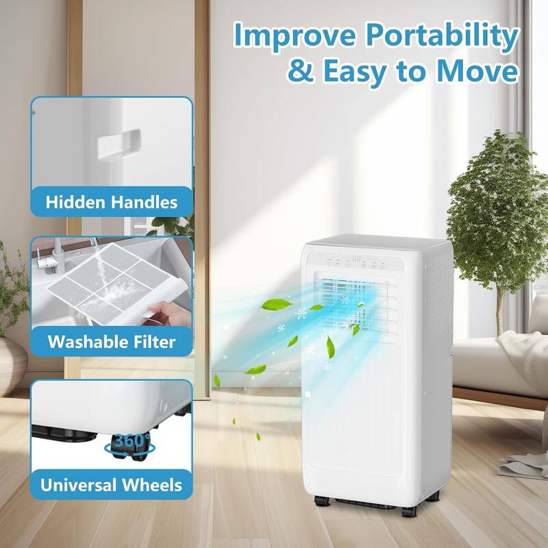 8000 BTU Portable Air Conditioner, 3 In 1 AC Unit for 350 Sq.Ft