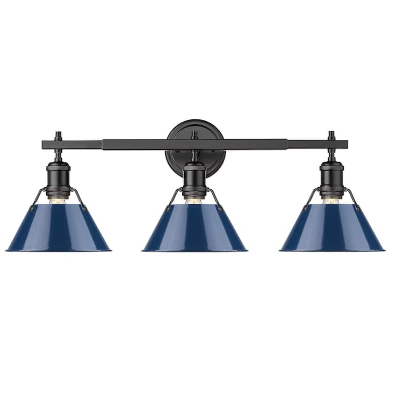 Golden Lighting Orwell 3 Light 24" Wide Bathroom Vanity Light - Matte Black / Matte Navy