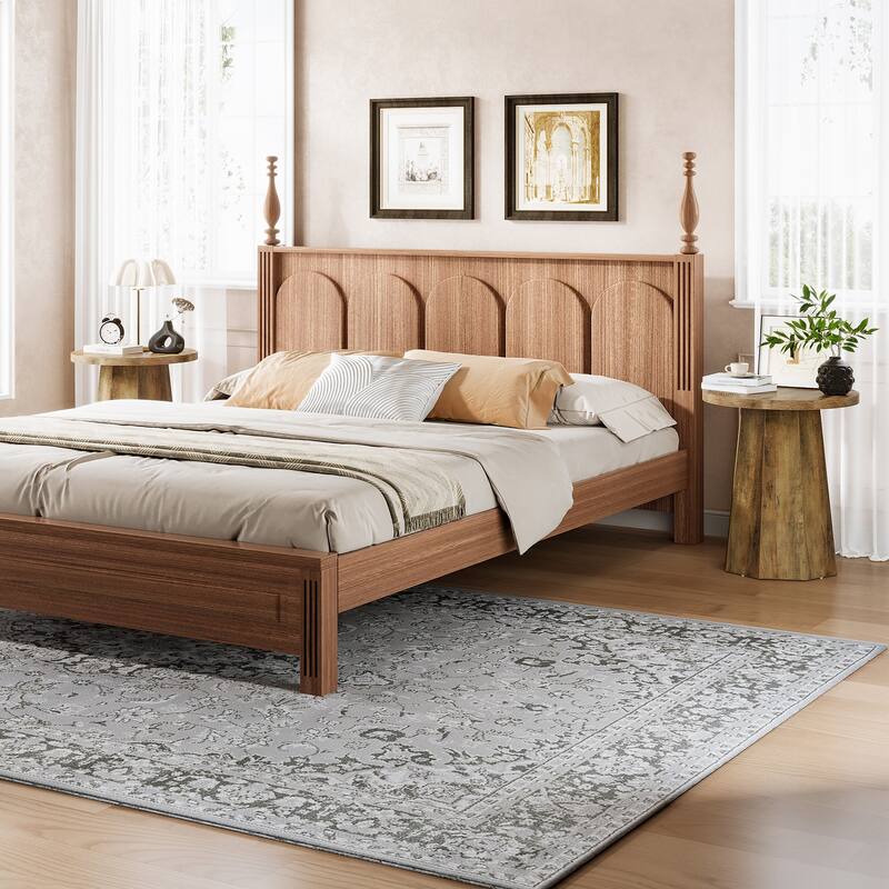 Round End Table, Wooden Couch Side Table, Nightstand Accent Furniture for Living Room, Bedroom