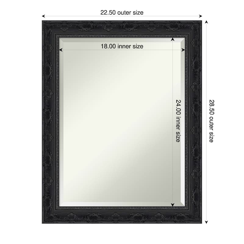 Filigree Beveled Framed Bathroom Vanity Wall Mirror - 23 x 29 in - Filigree Gloss Black