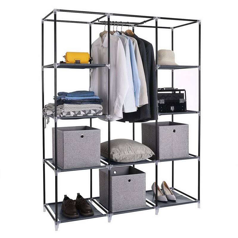 Portable Closet Organizer Wardrobe Storage Organizer with 10 Shelves