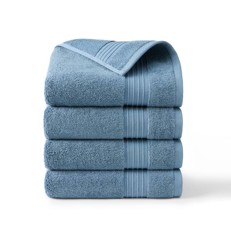TOWN & COUNTRY EVERYDAY 4-Piece Solid Dobby Border Hand Towel Set - 20"x30"