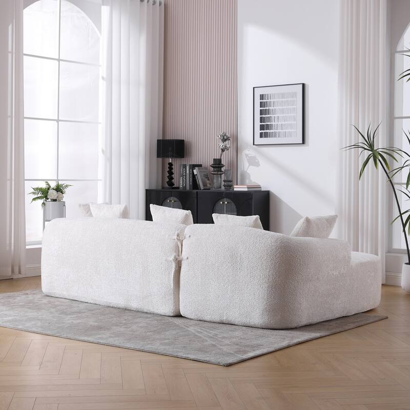 Living Room Oversized Comfy Boucle Sofa