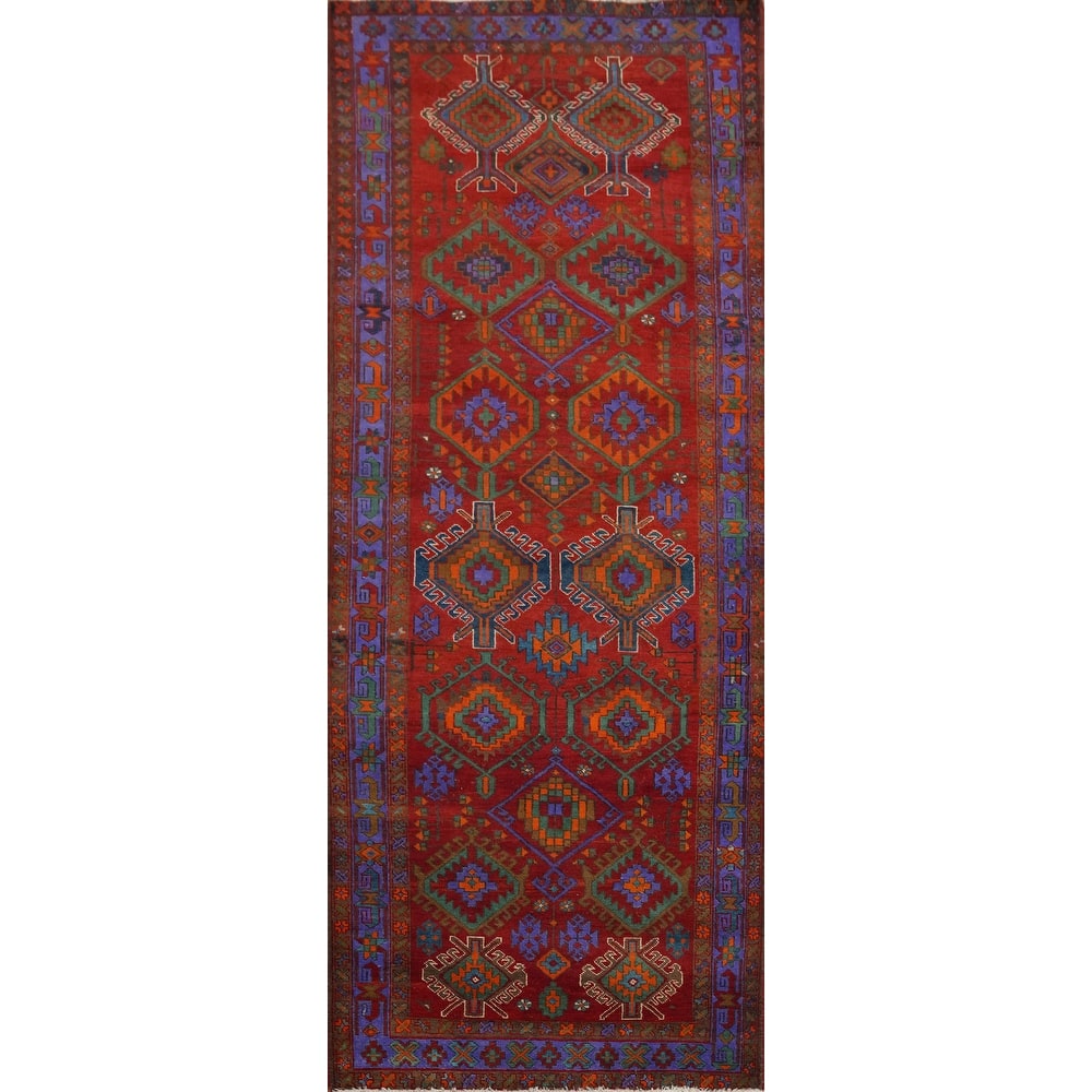 Hand Knotted Oriental 100% Wool Carpet Traditional Tribal Red Ardebil Runner Rug - 10' 6'' X 3' 10''