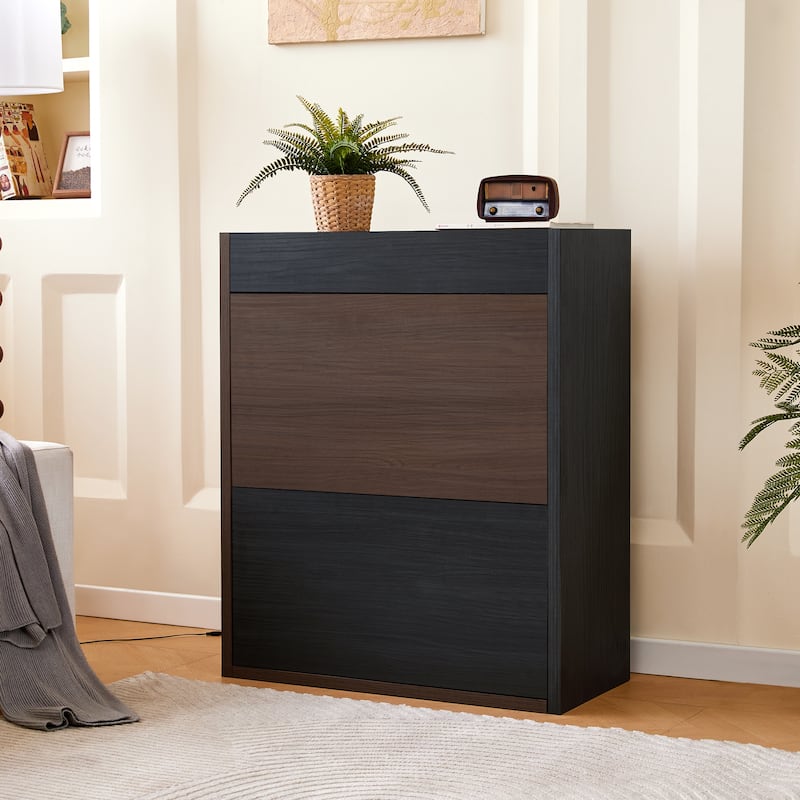 Roomfitters 32.5''-58.8'' Storage Cabinet, Multifunctional Buffet Sideboard Cabinet with Shelves for Living Room, Black & Walnut
