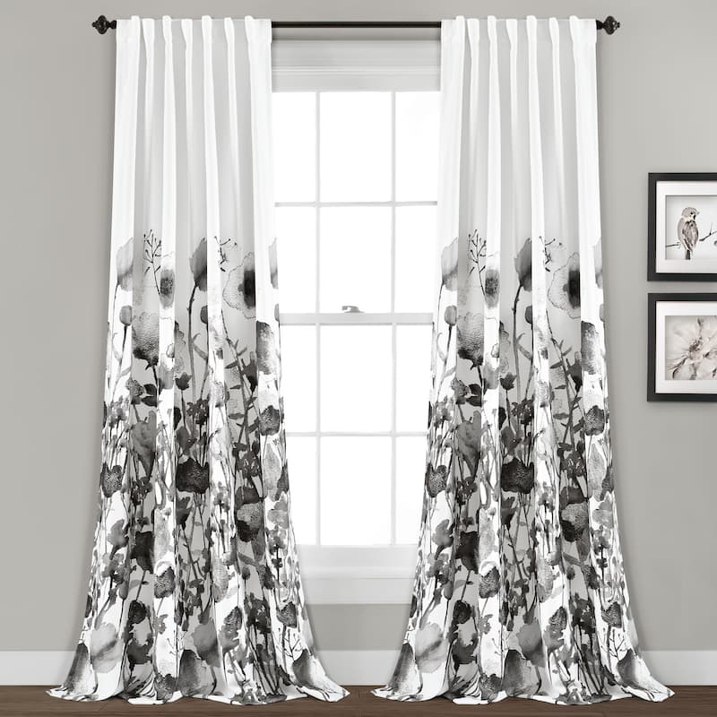 The Curated Nomad Luminet Flora Room Darkening Window Curtain Panel Pair - 52x48 - Black