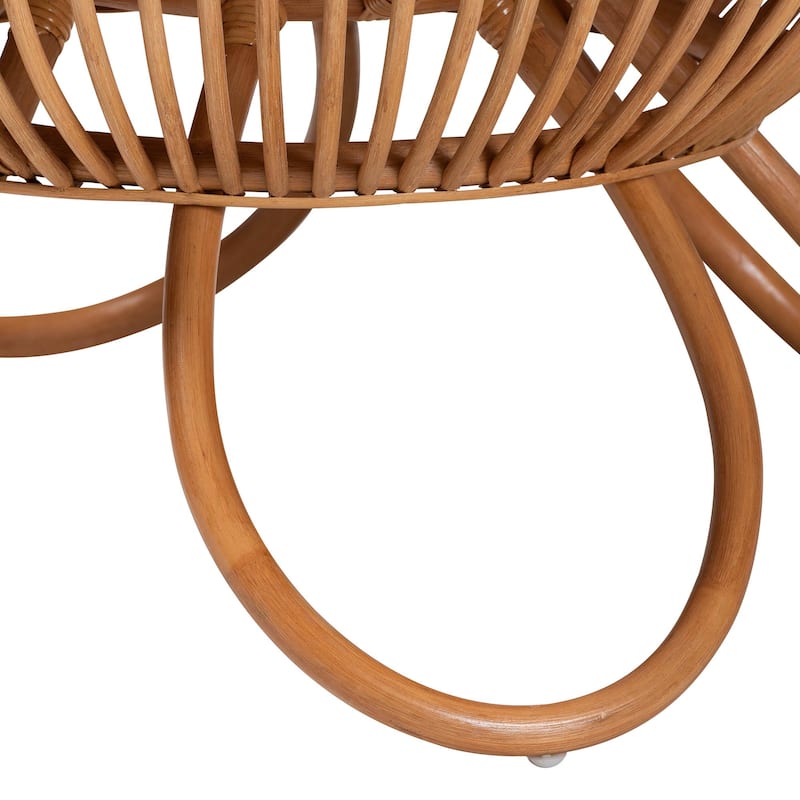 Abel Natural Rattan Coffee Table with Splayed Legs - Handcrafted Boho Accent Table, Light Honey
