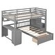 preview thumbnail 6 of 15, Gray Full over Twin Size Solid Wood Bunk Bed with Desk, Drawers and Shelves