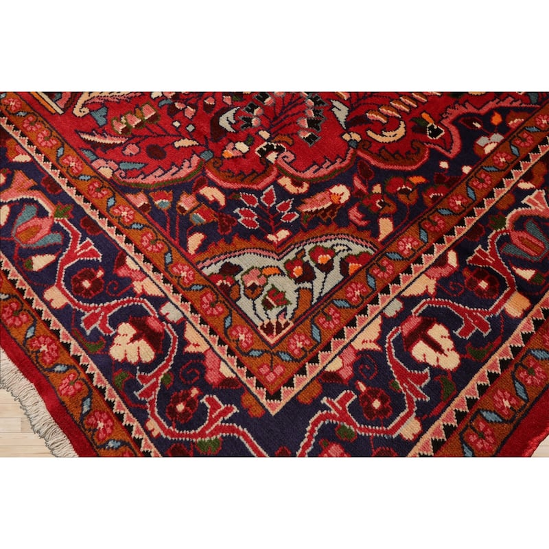 7'2''x11'1'' Hand Knotted Wool Red Hamedan Traditional Rug - 7' 2'' x 11' 1''