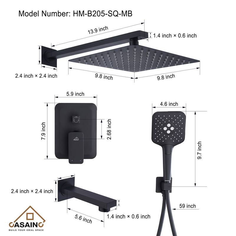 Wall-mounted rain shower faucet with pressure balanced valve