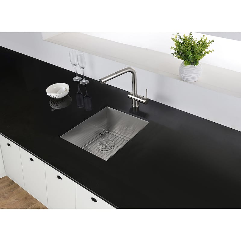 Ruvati 14-inch Undermount 16 Gauge Zero Raduis Bar Prep Kitchen Sink Stainless Steel Single Bowl - RVH7110