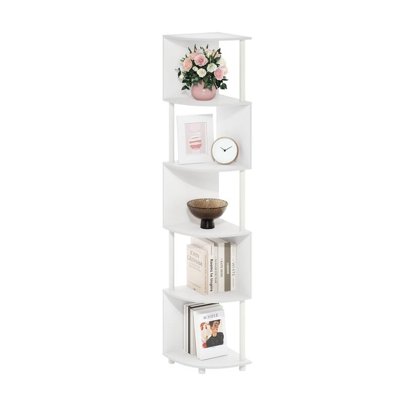 71.26 in. Tall White Wood 5-Shelf Bookcase
