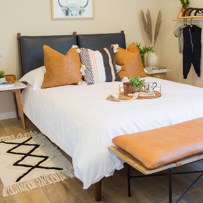 Poly & Bark Truro Bed Frame with Leather Cushions