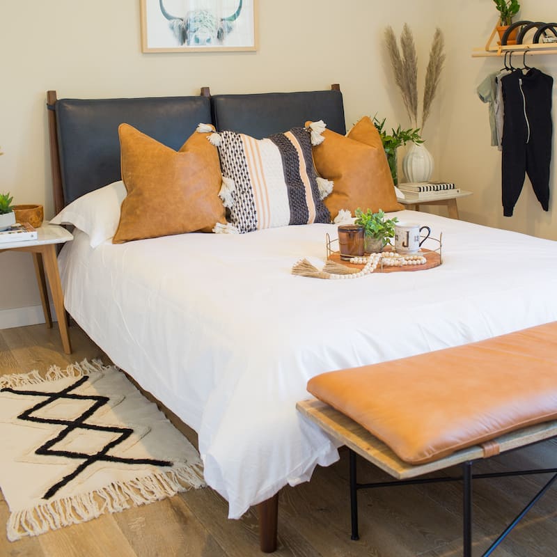 Poly & Bark Truro Bed Frame with Leather Cushions