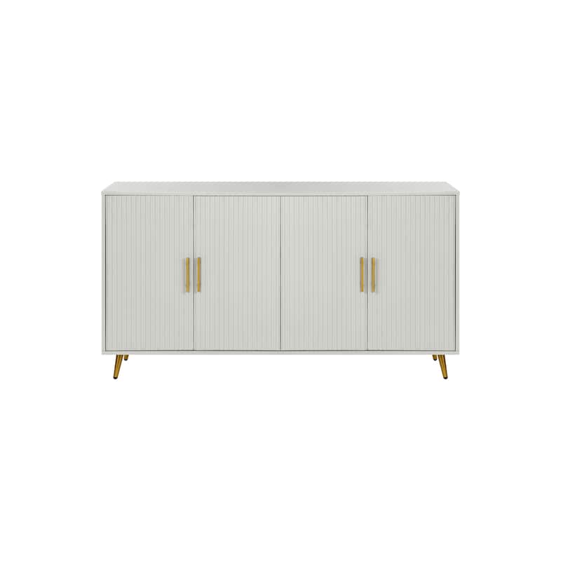 Wood TV Stand with Storage Cabinet & Adjustable Shelves, Media TV Console