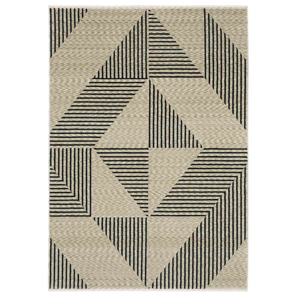 Style Haven Caiden Mid-Century Modern Geometric Beige/ Deep Navy Area Rug