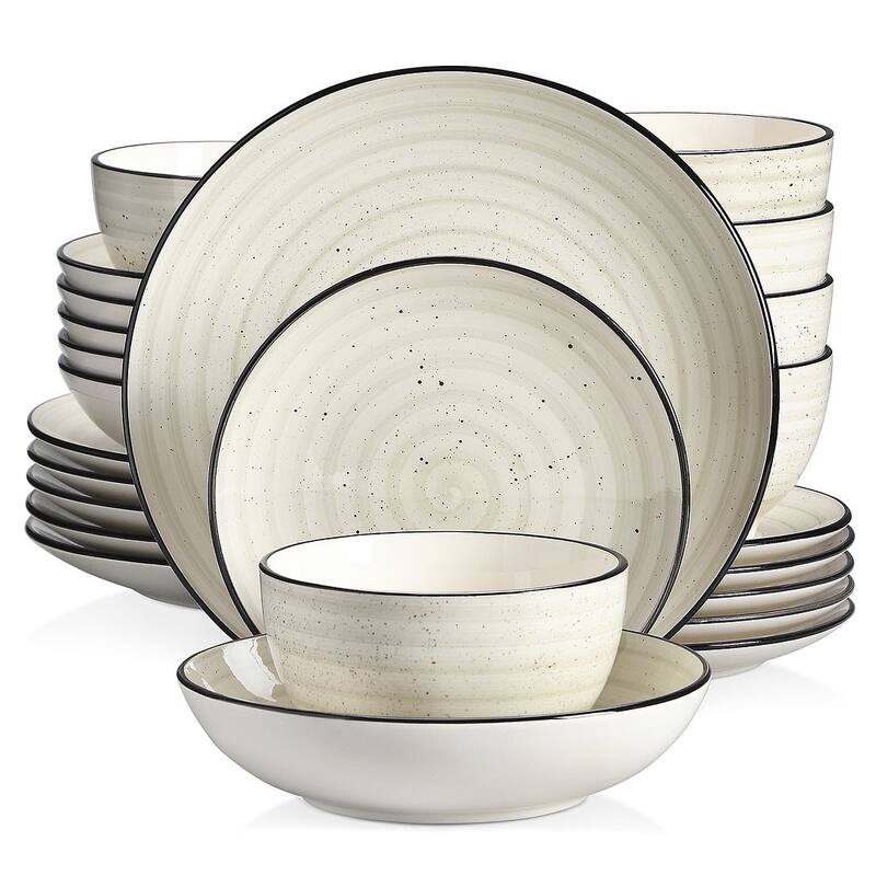 vancasso Bonbon Stoneware Handpainted Spirals Pattern Dinnerware Set