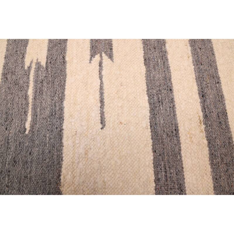 ECARPETGALLERY Flat-Weave Marrakech Cream Wool Kilim - 5'0 x 8'0