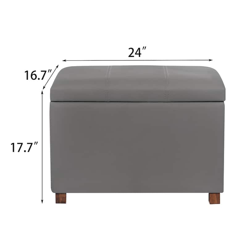 Adeco Faux Leather Storage Ottoman for Living Room Footstool