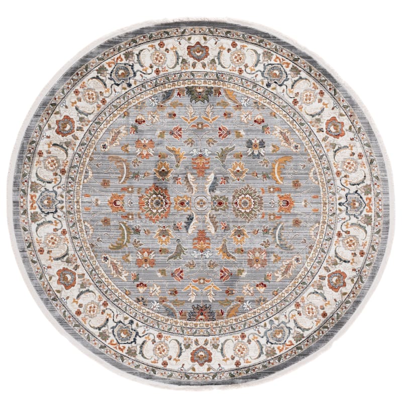 SAFAVIEH Lauren Ralph Lauren Belina Traditional Rug - 6'7" Round - Grey/Ivory