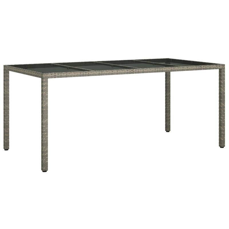 vidaXL Patio Table 74.8" Tempered Glass and Poly Rattan Table Multi Colors - 74.8 x 35.4 x 29.5 in
