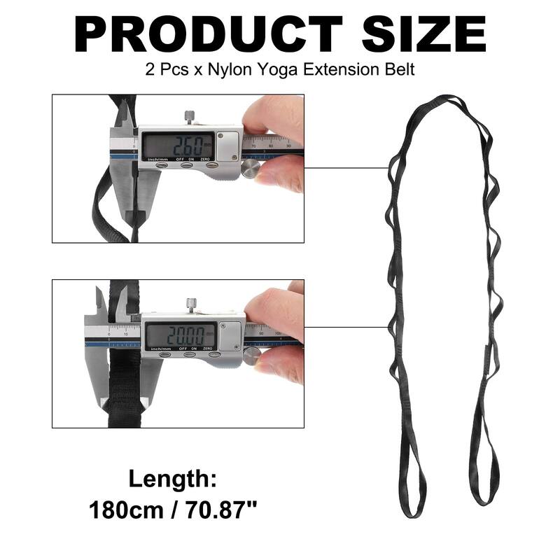 25KN Daisy Chain Yoga Extend Belt 1.8M, 2Pcs Climbing Straps for Exercise - 1.8M - Black