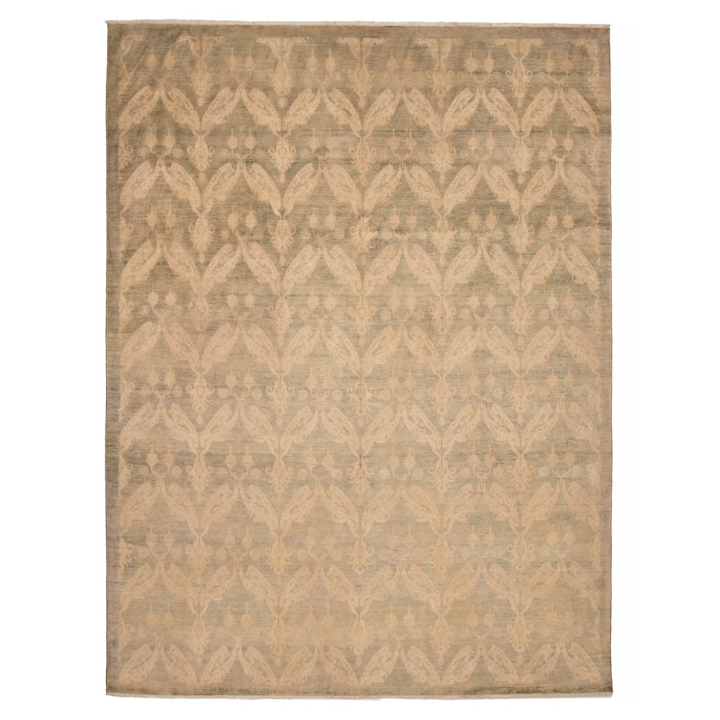 ECARPETGALLERY Hand-knotted Heritage Olive Silk Rug - 8'11 x 11'9
